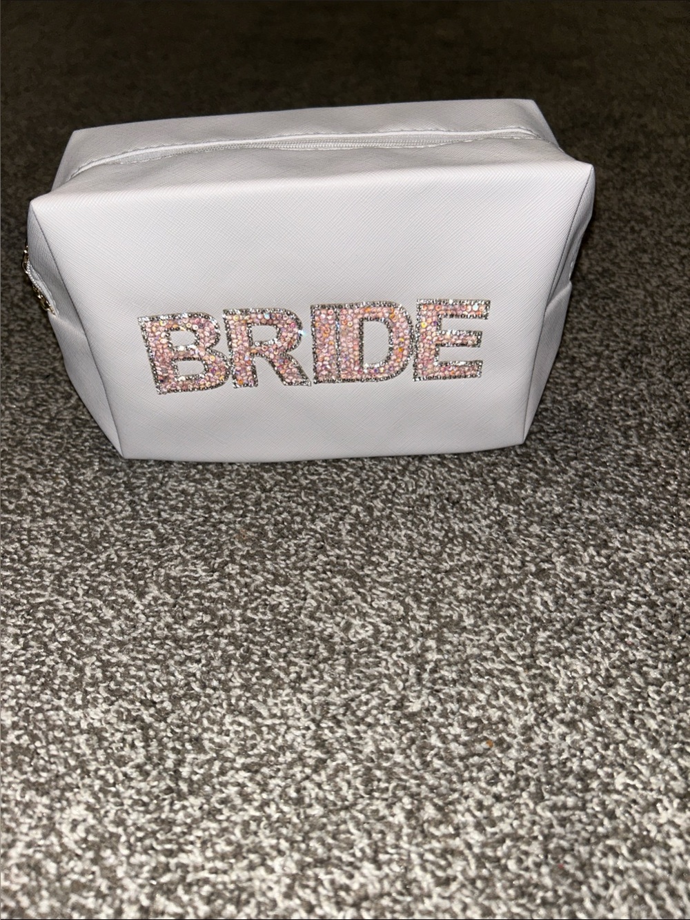 Bride Rhinestone White Bridal Makeup Bag